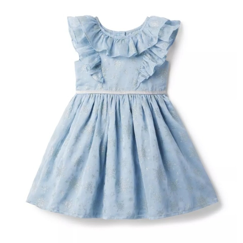 Disney x Janie and Jack Frozen Celestial Blue Disney Shimmer Snowflake Dress 8